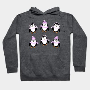 Adorable Wintery Pink Penguins Doodle Set, made by EndlessEmporium Hoodie